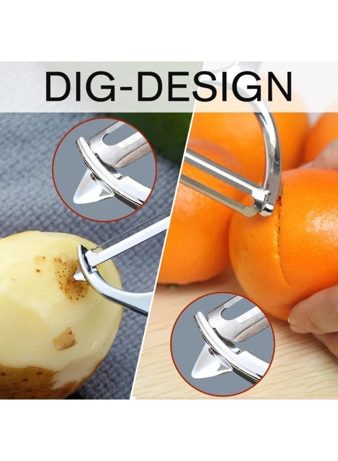 لوكاداه مقشرة خضراوات وتفاح للمطبخ، مقشرة فواكه وجزر وخضراوات وبطاطس، على شكل حرف Y، مقشرة من الفولاذ المقاوم للصدأ، بمقبض مريح غير قابل للانزلاق وشفرة حادة، متينة وجيدة - Image 3